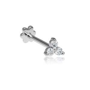 Maria Tash Diamond Trinity Threaded Stud Earring - Single Stud, white gold